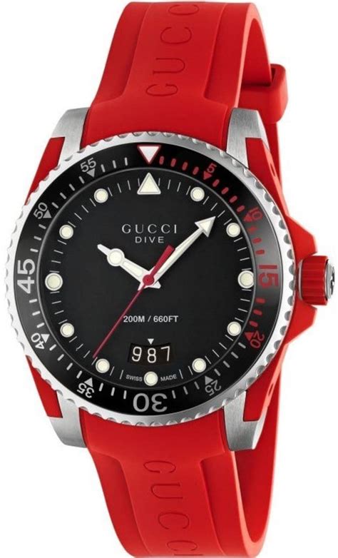 Gucci YA136309 Men's Dive Rubber Black Dial 